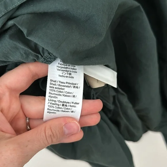 Madewell Long Sleeve Mini Dress Poplin Cotton Wrap Green Casual Quiet Luxury - Picture 13 of 13